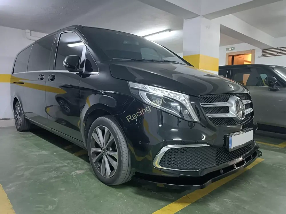 Mercedes Benz V-Class Facelift spoiler pod přední nárazník Glossy Black MD Design Lesk.