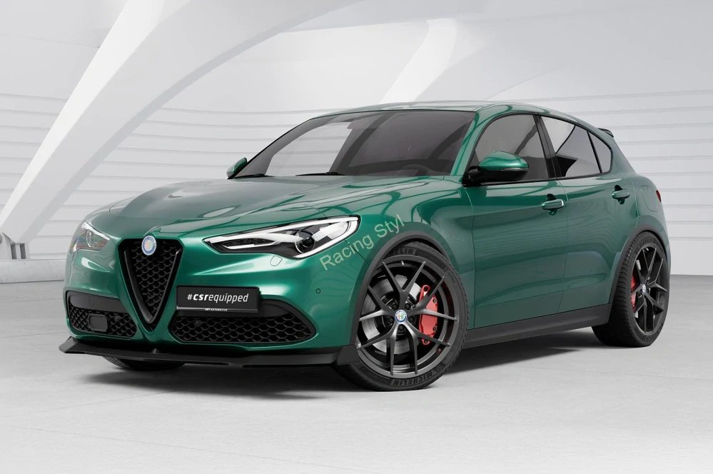 Alfa Romeo Stelvio přední spoiler lip Glossy Black CSR Lesk.