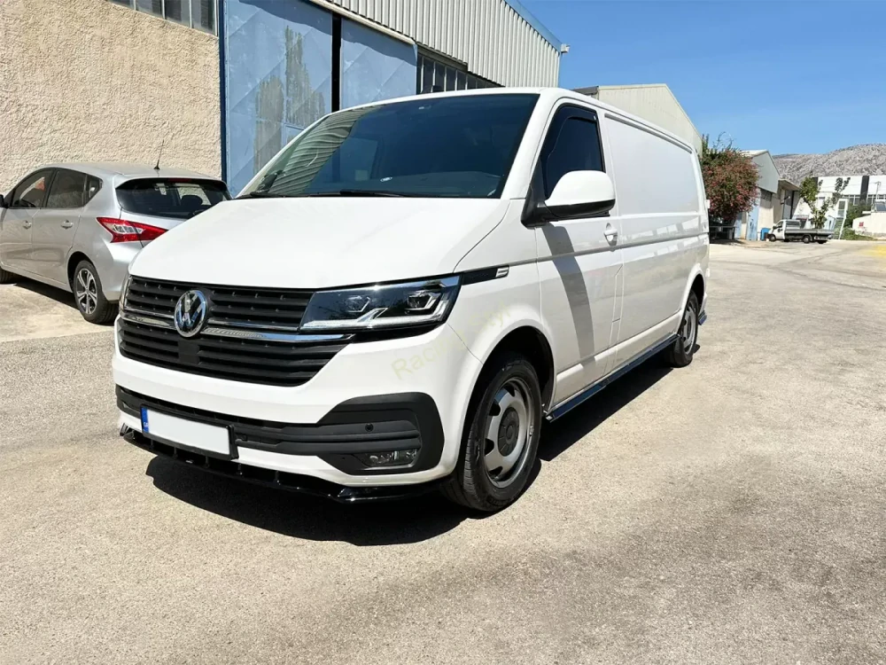 VW T6.1 spoiler pod přední nárazník V1 Glossy Black MD Design Lesk.