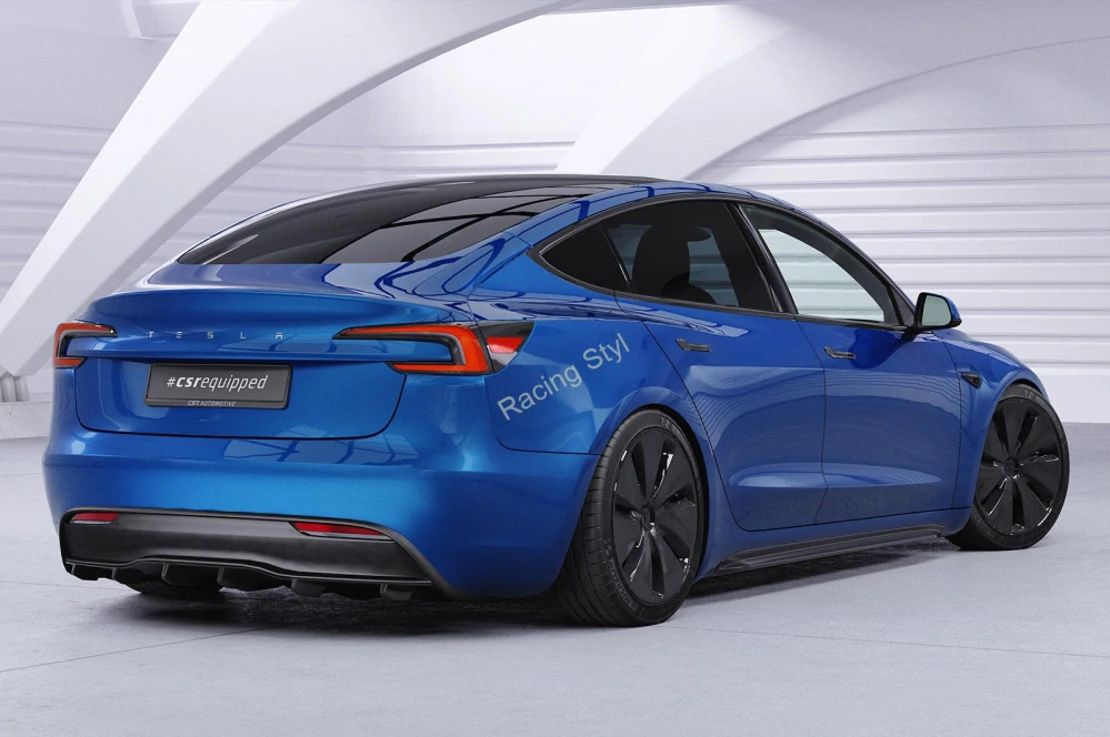 Tesla Model 3 Facelift spoiler pod zadní nárazník difuzor CSR Matt.
