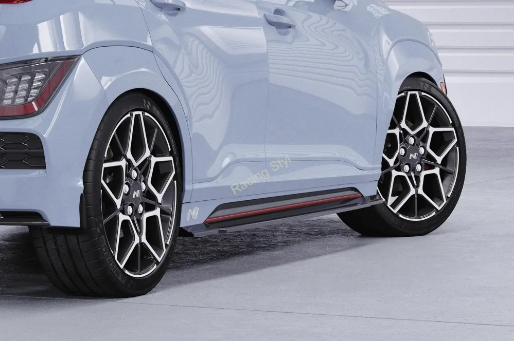 Hyundai Kona (1. gen.) N/ N-Line nástavce na boční prahy Glossy Black CSR Lesk.