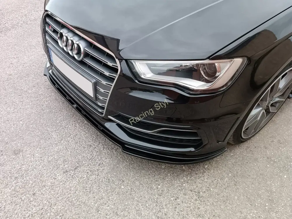 Audi S3/ A3 S-Line 8V přední spoiler lipa Glossy Black MD Design Lesk.