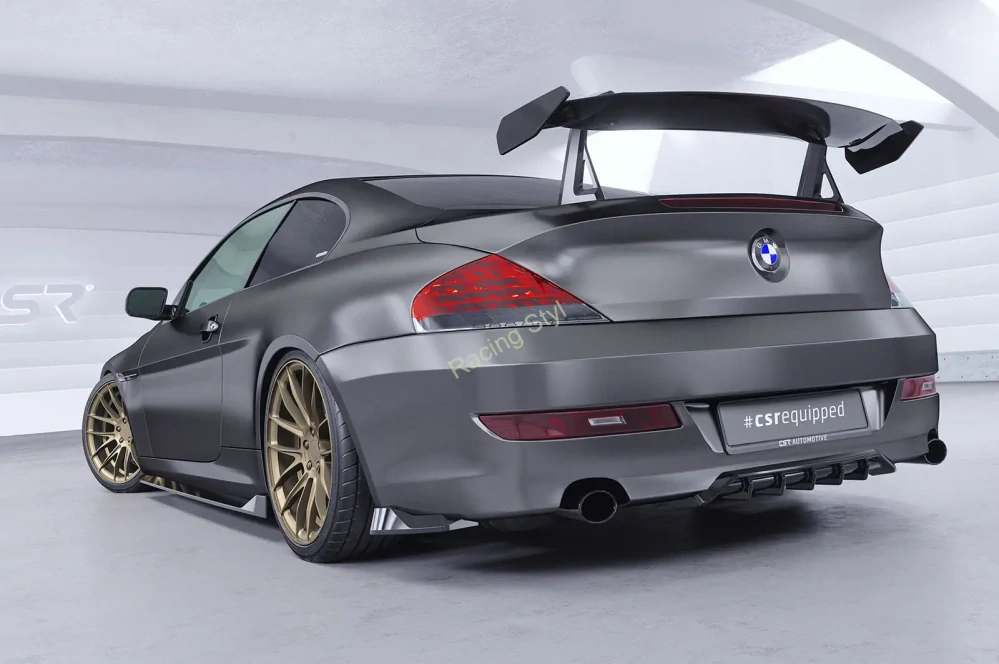 BMW 6 E63/ E64 Coupe a Cabrio boční spoilery na zadní nárazník Glossy Black CSR Lesk