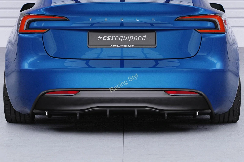 Tesla Model 3 Facelift spoiler pod zadní nárazník difuzor CSR Matt.