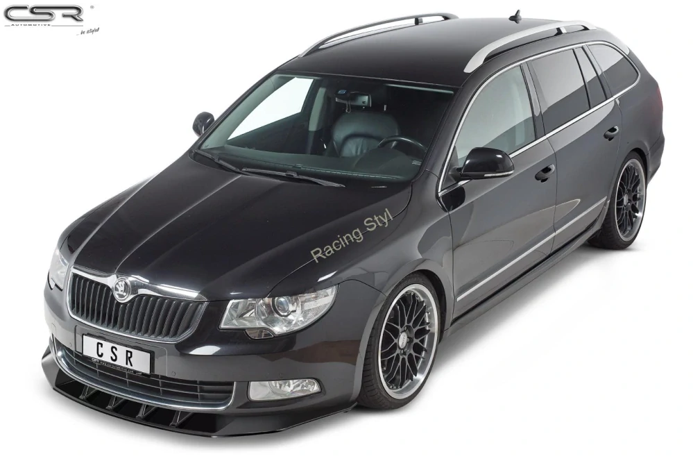 Škoda Superb II přední spoiler lipa Glossy Black CSR Lesk.