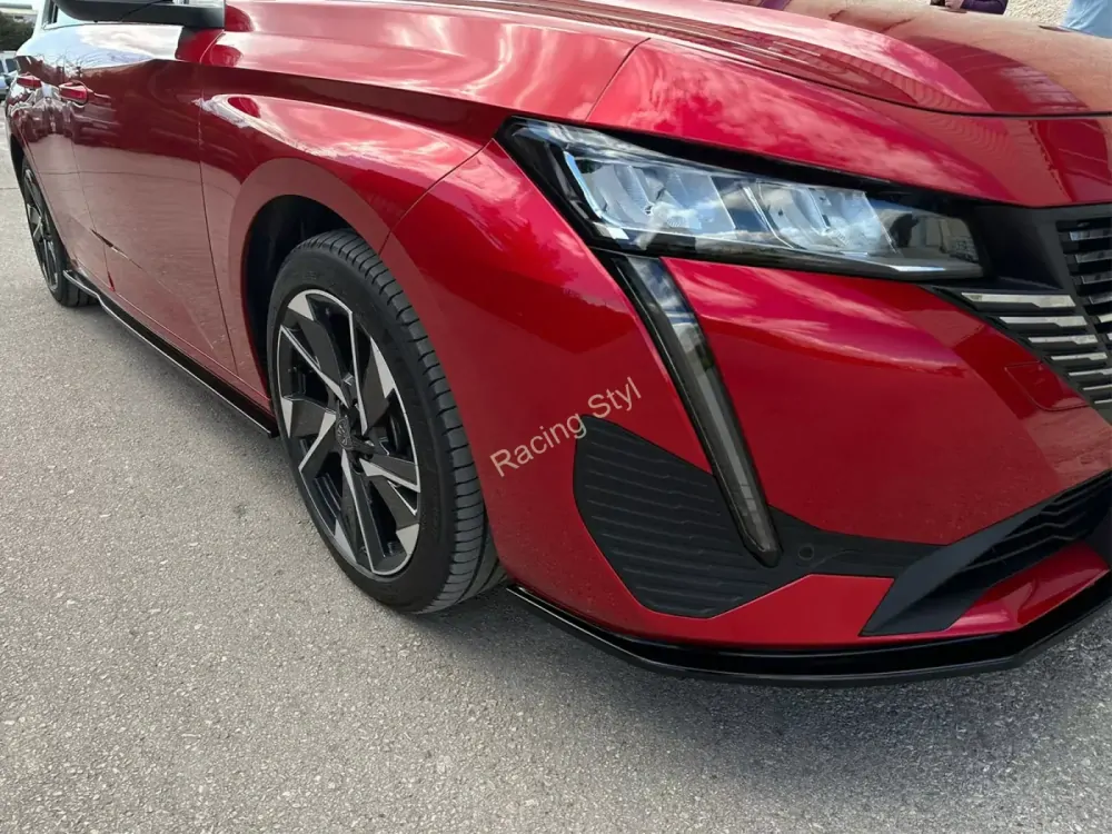 Peugeot 308 přední spoiler lipa Glossy Black MD Design Lesk.
