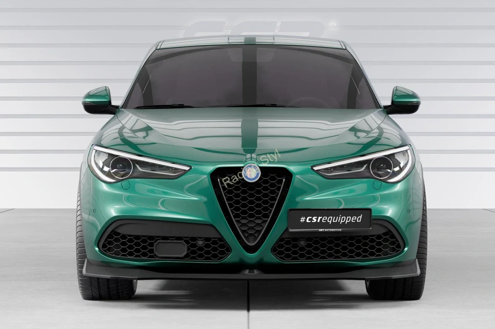 Alfa Romeo Stelvio přední spoiler lip Glossy Black CSR Lesk.