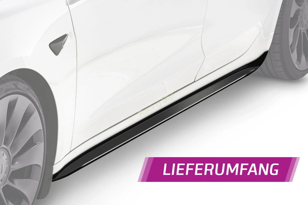 Tesla Model 3 nástavce na boční prahy Glossy Black CSR Lesk