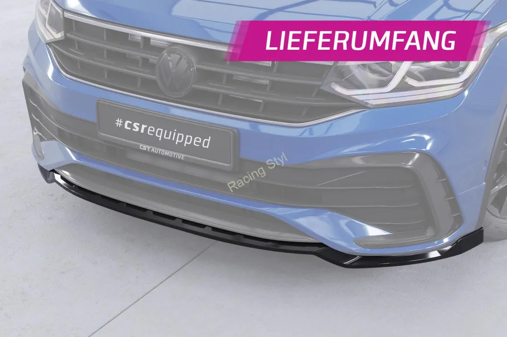 VW Tiguan 2 Facelift R-Line přední spoiler lip Glossy Black CSR Lesk