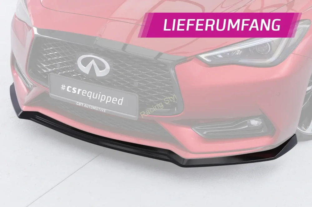 Infiniti Q60 přední spoiler lipa Glossy Black CSR Lesk.