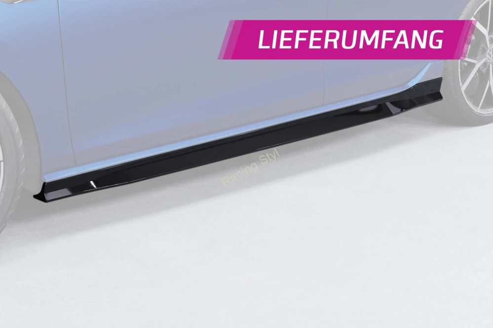 VW Golf 8 R nástavce na boční prahy Glossy Black CSR Lesk.