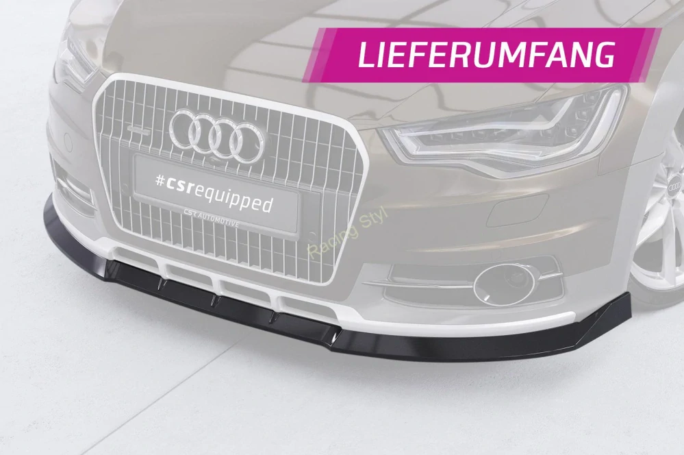 Audi A6 C7 4G Allroad spoiler pod přední nárazník Glossy Black CSR Lesk.