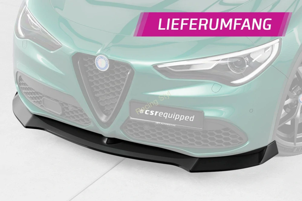 Alfa Romeo Stelvio přední spoiler lip Glossy Black CSR Lesk.