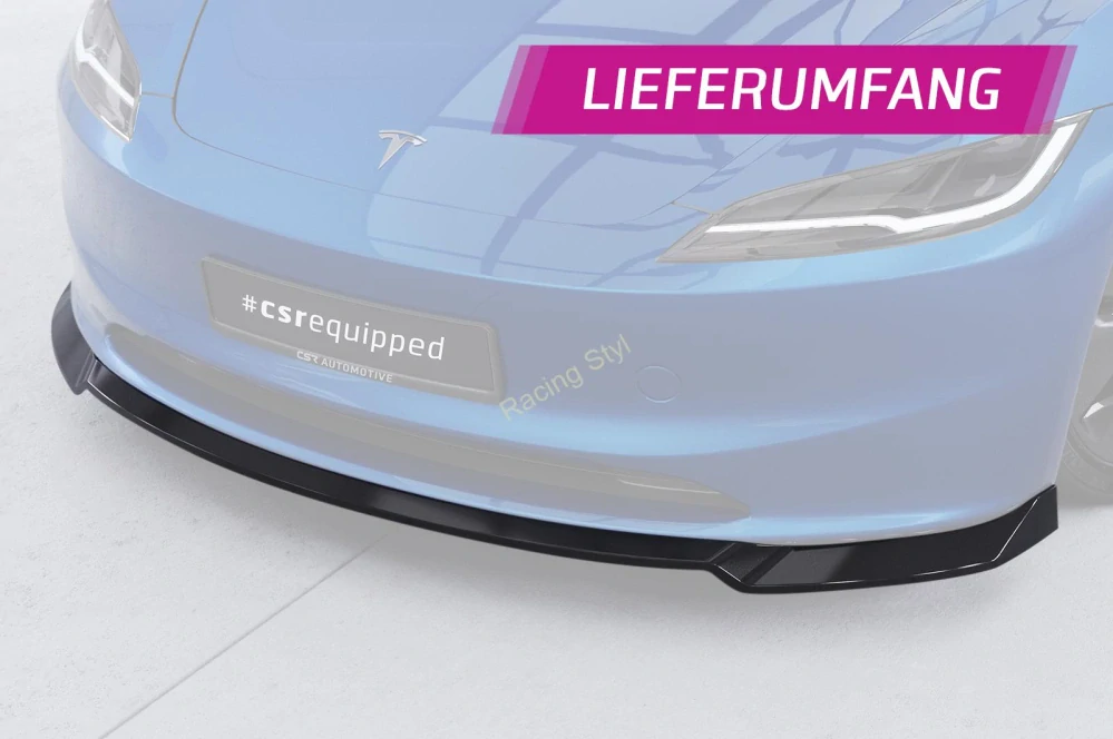 Tesla Model 3 Facelift přední spoiler lip Glossy Black CSR Lesk