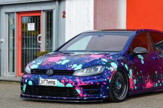 VW Golf 7 R/ R-Line AU přední spoiler lipa s křidélky IN Tuning Matt.